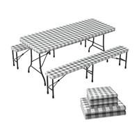 VOUNOT® Lot de 3 Nappes élastiques en vinyle avec doublure en flanelle - Imperméable et anti-tache - Housse pour table et banc