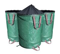 VOUNOT® Lot de 3 Sac de Jardin Pop up 100L en Polyéthylène Robuste avec Poignées Sacs de déchets Jardin Résistants Pliable Poubelle de jardin Vert