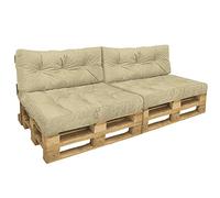 vounot® Lot de 4 Coussins pour Palette Europe Extérieur et Intérieur Coussin d’Assise 80x120x15cm et Dossier 20x40x120cm en Polyester Imperméable et Résistant aux Taches Coussin Matelassé Beige