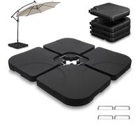vounot ® Lot de 4 Dalles de Lestage en HDPE pour Parasol Déporté Pieds de Parasol avec Poignée Protection UV Remplissables avec 60L d’Eau ou 100kg de Sable Noir