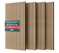 vounot® Lot de 4 Panneaux Acoustiques Muraux 120x60x2.1cm en MDF avec Feutre Polyester Ignifuge Absorption Acoustique Isolation Phonique Panneau Tasseaux 3D pour Salon Chambre Bureau Chêne Clair