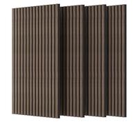 vounot® Lot de 4 Panneaux Acoustiques Muraux 120x60x2.1cm en MDF avec Feutre Polyester Ignifuge Absorption Acoustique Isolation Phonique Panneau Tasseaux 3D pour Salon Chambre Bureau Chêne Foncé