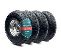 VOUNOT® Lot de 4 Roue Gonflable 3.5-4 Roue de Brouette 260x85mm avec Chambre à Air Alésage de 16 mm avec Roulements à Billes pour Diable Chariot et Remorque de Jardin