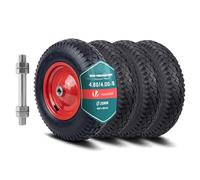VOUNOT® Lot de 4 Roue Gonflable 4.80/4.00-8 Roue de Brouette 400x85mm avec Chambre à Air Alésage de 20 mm avec Axe Inclus et Roulements à Aiguilles pour Diable Chariot et Remorque de Jardin
