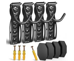 VOUNOT ® Lot de 4 Support de Vélo Mural en Forme L Crochets de Mur Robustes avec Rotation 300° Coussinets de Protection pour Garage Maison Support Mural de Rangement Robuste Noir
