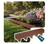 VOUNOT® Lot de 5 Bordure de jardin en métal galvanisé 106x18cm marron - épaisseur 1.5mm - clôture flexible et résistante 5M