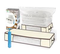 vounot® Lot de 5 Sac de Rangement sous Lit en Tissu Grande Capacité XXL 2 Sacs sous Vide avec 2 Housses de Rangement avec 1 Pompe Coffre de Rangement Duvet et Couettes