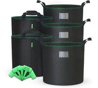 VOUNOT Lot de 5 Sac de Plantation Non Tié 65L avec Poignée et 15 Étiquette Sac à Plante de Tomate Grande Capacité 5x65 POT DE FLEUR