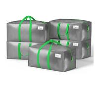 VOUNOT® Lot de 5 sacs de déménagement grand format - sacs de rangement avec sangles de sac à dos et poignée - gris