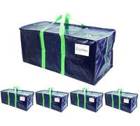 VOUNOT® Lot de 5 Sacs de Déménagement Pliables Grand Format Sacs de Rangement avec Poignées Solides et Bretelles de Sac à Dos Alternative aux Cartons Traditionnels Bleu