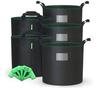 VOUNOT® Lot de 5 Sac de Plantation Non Tissé 30L avec Poignées et 15 Étiquettes Sacs à Plantes de Tomate Grande Capacité Ø35cm et Hauteur 30cm Pots pour Plantes, Fleurs, Fraises