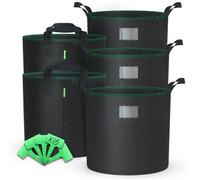 VOUNOT® Lot de 5 sacs de plantation non tisse 65L avec poignee Noir
