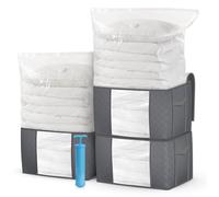 VOUNOT® Lot de 7 Sac de Rangement épais Non-tissé XXL Grande Capacité 3 housses de rangement avec Poignée 3 Sacs Sous Vide et 1 pompe Idéal pour Duvet Couettes Vetements