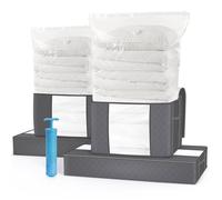 VOUNOT® Lot de 9 Sac de Rangement épais Non-tissé XXL, Grande Capacité 4 housses avec Poignée 4 Sacs Sous Vide et 1 pompe Idéal pour Duvet Couettes et Vetements