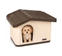 VOUNOT® Maison pour Chat avec Toit Incliné 60x51x41cm Beige/Marron