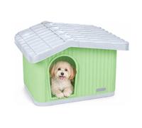 VOUNOT® Maison pour Chat Imperméable avec Toit Incliné Niche Extérieur Intérieur avec Aération et Pieds Antidérapants 60x51x41cm Abri Confortable pour Chat Chien et Lapin Vert