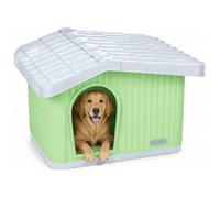 VOUNOT® Maison pour chat chien niche en plastique imperméable 75x63x51cm - Toit incliné amovible - Extérieur et intérieur - Vert