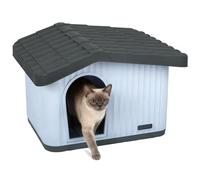 vounot® Maison pour Chat Imperméable avec Toit Incliné Niche Extérieur Intérieur avec Aération et Pieds Antidérapants 60x51x41cm Abri Confortable pour Chat Chien et Lapin Blanc