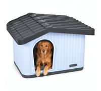 VOUNOT® Maison pour Chien avec Toit Incliné 75x63x51cm Blanc/Gris