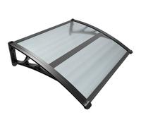 VOUNOT® Marquise auvent de porte d'entrée 100x80cm avec support central - Polycarbonate transparent - Anti-UV - Noir anthracite