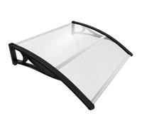 VOUNOT® Marquise auvent de porte d'entrée 100x80cm avec support central - Polycarbonate transparent - Anti-UV - Noir