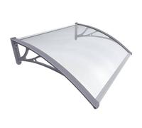 VOUNOT® Marquise auvent de porte d'entrée 100x80cm - Polycarbonate transparent - Anti-UV - Gris