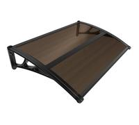 VOUNOT® Marquise auvent de porte d'entrée 120x80cm avec support central - Polycarbonate - Anti-UV - Marron