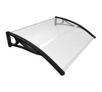 VOUNOT® Auvent de Porte d'entrée Toit Marquise en Polycarbonate Porte Résistante Toit Abri Protection Contre La Pluie et UV Transparent 120x80cm Noir