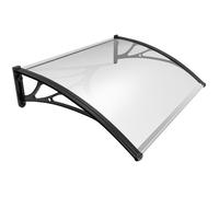 Auvent de porte marquise 120x80 cm transparent en Polycarbonate anti UV Noir