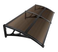 VOUNOT® Marquise auvent de porte d'entrée 200x80cm avec support central - Polycarbonate - Anti-UV - Marron