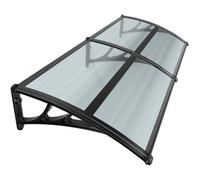 VOUNOT® Marquise auvent de porte d'entrée 200x80cm avec support central - Polycarbonate transparent - Anti-UV - Noir anthracite