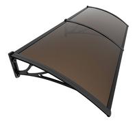 VOUNOT® Auvent de Porte d'entrée Toit Marquise en Polycarbonate Porte Résistante Toit Abri Protection Contre La Pluie et UV 200x80cm Marron