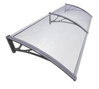 VOUNOT – Marquise auvent de porte d'entrée en polycarbonate anti-UV gris transparent 200x80 cm