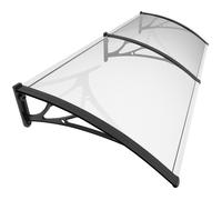 Vounot Auvent de porte d'entrée Marquise - Polycarbonate anti-UV - Transparent 200x80 cm Noir
