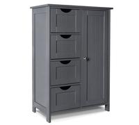 VOUNOT® Meuble bas de salle de bain 55x30x82cm - Armoire de rangement avec 4 tiroirs, 1 porte, 1 étagère réglable - Gris