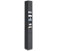 vounot® Meuble de Rangement Haut Armoire de Salle de Bain avec Etagère Réglable Tiroir et Armoires à Portes Meuble Colonne pour Chambre Salon Cuisine et Couloir 20x20x180cm Noir