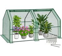 VOUNOT ® Mini Serre de Jardin à Toit Pointu avec 2 fenêtres avec Zip enroulables Bâche PE renforcée 135g/m2 pour semis Plantes Fleurs légumes 180x90x90cm Vert