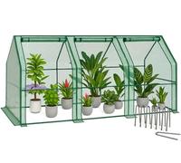 VOUNOT ® Mini Serre de Jardin à Toit Pointu avec 3 fenêtres avec Zip enroulables Bâche PE renforcée 135g/m2 pour semis Plantes Fleurs légumes 270x90x90cm Vert