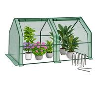 VOUNOT ® Mini Serre de Jardin à Toit Pointu avec 2 fenêtres avec Zip enroulables Bâche PE renforcée 135g/m2 pour semis Plantes Fleurs légumes 180x90x90cm Vert