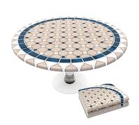 vounot® Nappe de Table Ronde en PVC Imperméable Anti Tache Intérieur Extérieur Couverture de Table Élastique avec Doublure pour Jardin Décoration