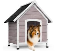 VOUNOT® Niche pour Chien Extérieure en Bois Maison Chien avec Toit Étanche Plancher Amovible et Pieds Antidérapants Abri Robuste Adaptée à Tous Types de Chiens Gris