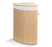 VOUNOT® Panier à Linge 58L en Bambou d'Angle Corbeille à Linge Pliable avec Couvercle et 2 Sacs Amovibles pour Salle de Bain Chambre et Buanderie Teinte Bois Naturel