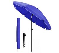 vounot® Parasol de Jardin 200cm Inclinable Hauteur Réglable avec Ancrage au Sol Parasol de Plage Protection UV 50+ avec Sac de Transport pour Plage Terrasse Balcon Camping Bleu