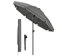 vounot® Parasol de Jardin 200cm Inclinable Hauteur Réglable avec Ancrage au Sol Parasol de Plage Protection UV 50+ avec Sac de Transport pour Plage Terrasse Balcon Camping Gris