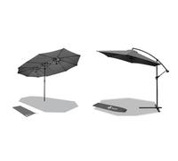 vounot Parasol de Jardin Double Aluminium 270 x 460cm avec Manivelle Toile 180 GR/m2 & Parasol déporté hexagonale 3M avec Manivelle Anti-Retour Parasol inclinable Toile 180 gr/m2
