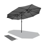 vounot® Parasol de Jardin Double Aluminium 270 x 460cm avec Manivelle Toile 180 GR/m2 Protection Solaire Hauteur 2m50 Résistant à l'eau Housse de Protection Inclus Gris