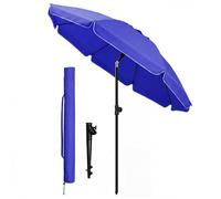 VOUNOT® Parasol de jardin inclinable 2M avec ancrage au sol - Rotatif 360° - Hauteur réglable - Parasol de plage UV 50+ Bleu