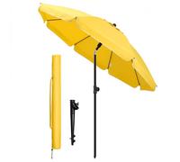 VOUNOT® Parasol de jardin inclinable 2M avec ancrage au sol - Rotatif 360° - Hauteur réglable - Parasol de plage UV 50+ Jaune