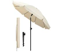 VOUNOT® Parasol de jardin inclinable 2M avec ancrage au sol - Rotatif 360° - Hauteur réglable - Parasol de plage UV 50+ Beige