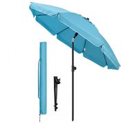 VOUNOT® Parasol de jardin inclinable 2M avec ancrage au sol - Rotatif 360° - Hauteur réglable - Parasol de plage UV 50+ Turquoise